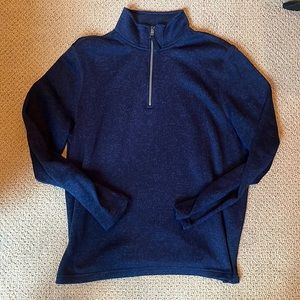Mens Large Navy Nautical Fleece Quarter Zip